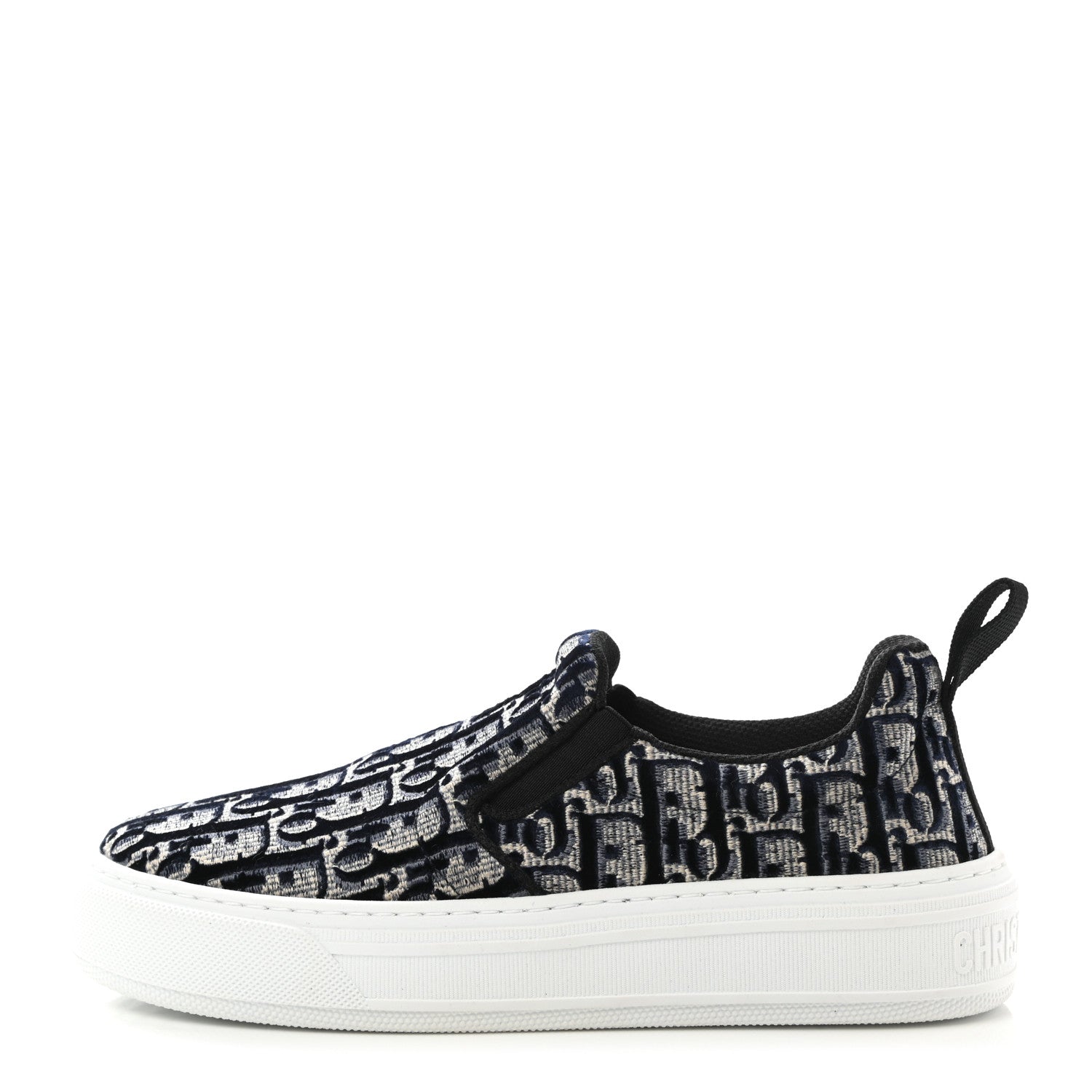 Christian Dior Velvet Oblique Solar Womens Slip On Sneakers 36 Deep Blue 1 of 9