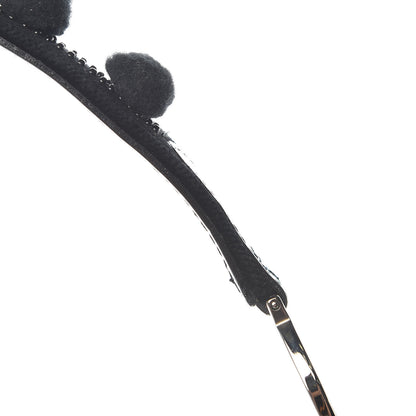 Christian Dior Velvet Nylon Pom Pom Saddle Bag Black 10 of 15