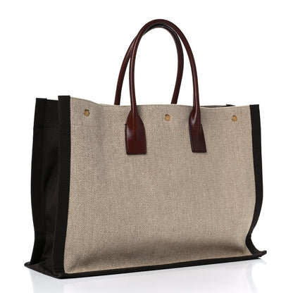 Saint Laurent Linen Calfskin Rive Gauche Tote Natural 3 of 14