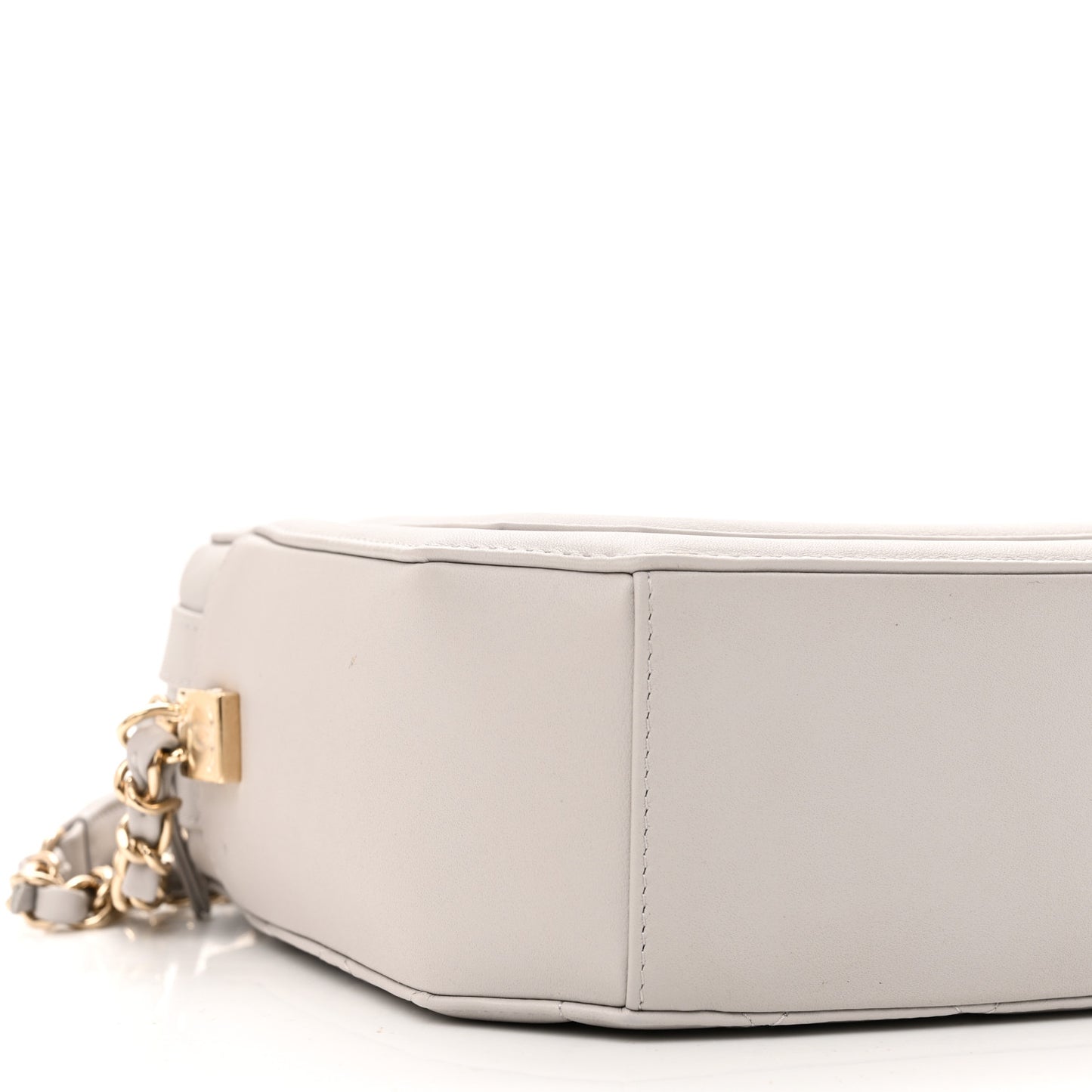 Calfskin Quilted CC Stitched Crossbody Camera Case Light Grey
