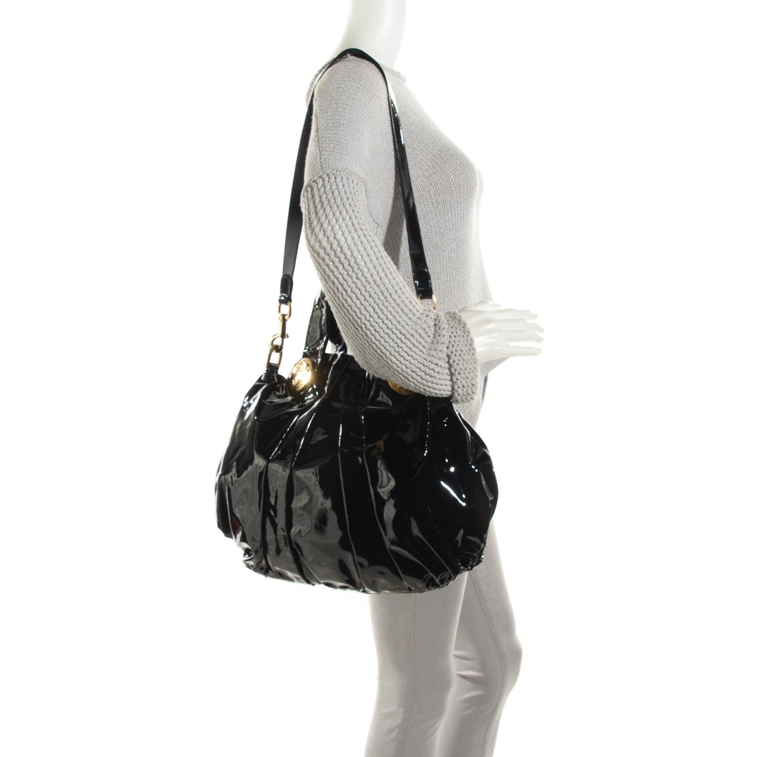 Gucci Patent Large Hysteria Top Handle Bag Black 2 of 7