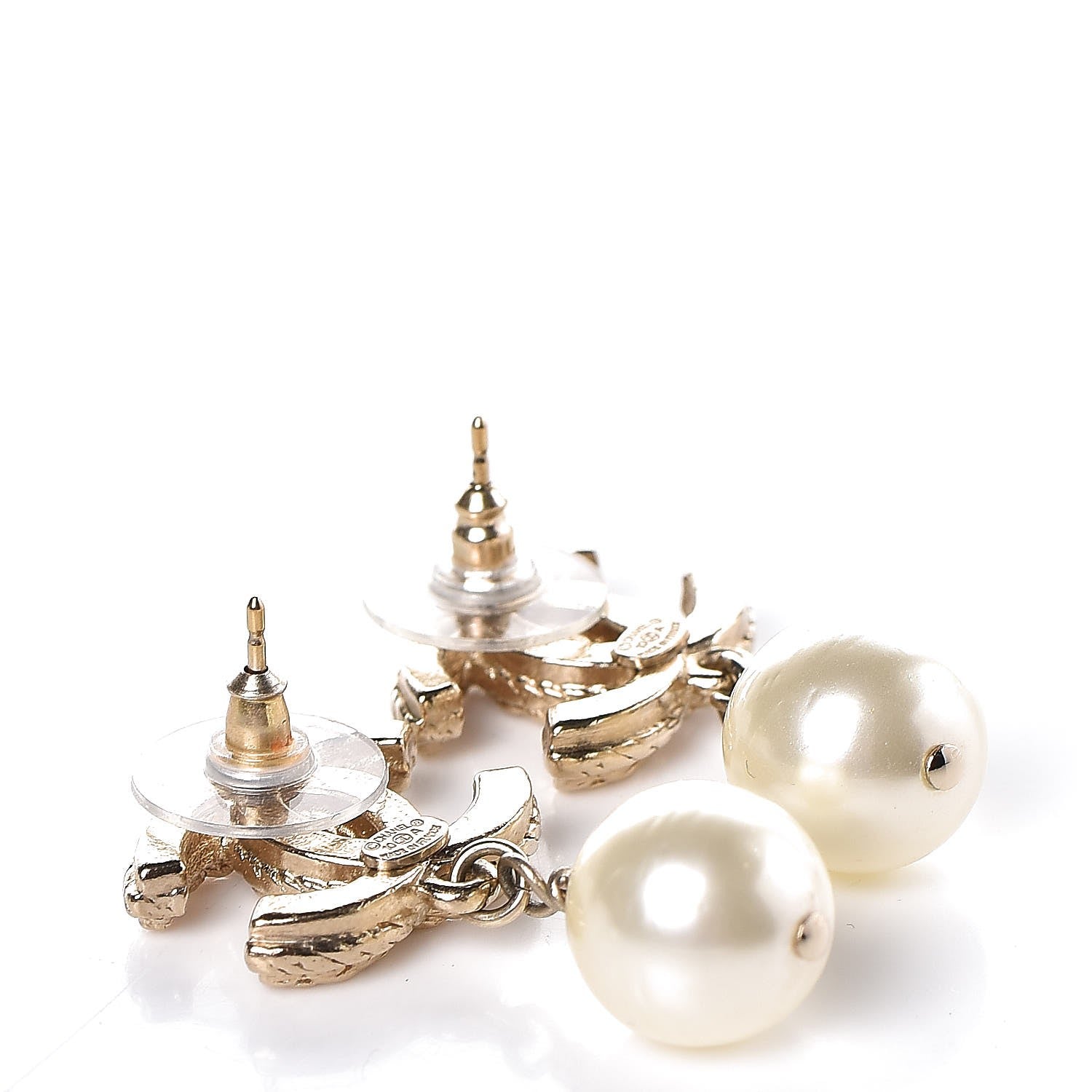 Chanel Pearl CC Drop Earrings Gold 3 of 5