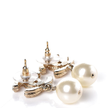 Chanel Pearl CC Drop Earrings Gold 3 of 5