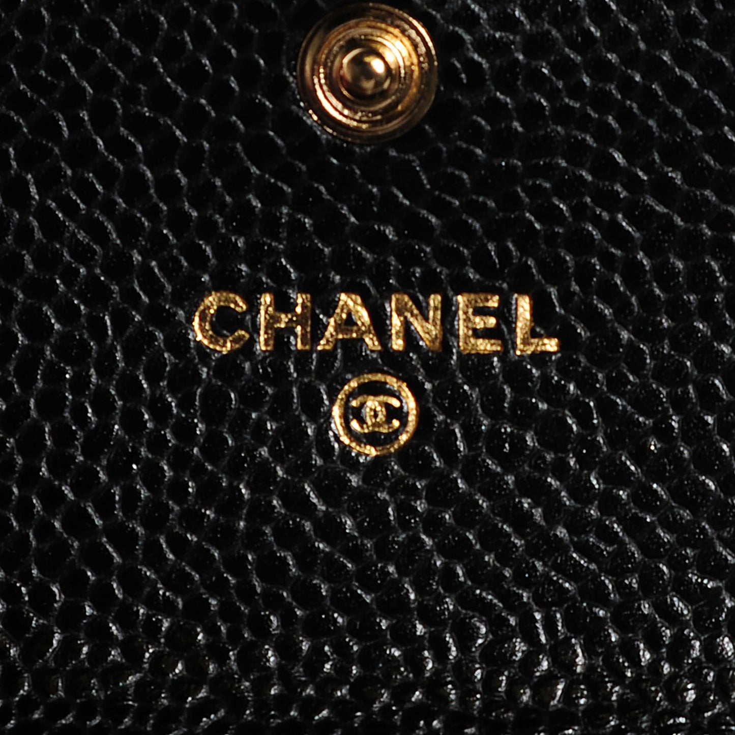 Caviar Quilted Flap Card Holder Black