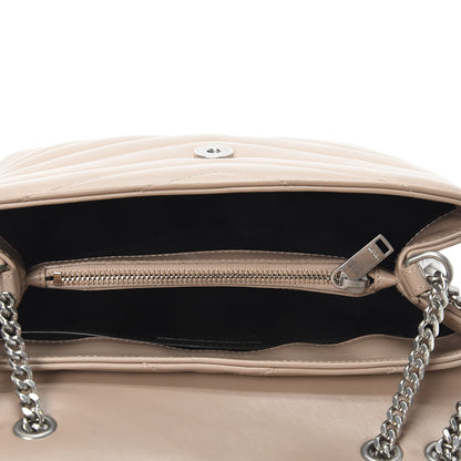 Saint Laurent Calfskin Y Quilted Monogram Small Loulou Chain Satchel Dark Beige 4 of 9