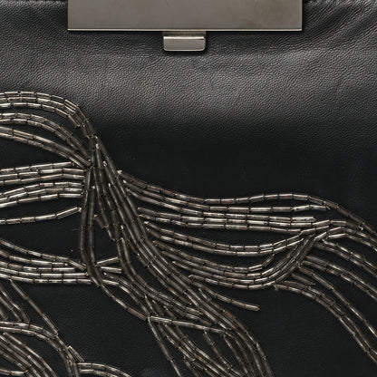 Alexander McQueen Calfskin Embellished Knuckle Flat Clutch Clutch Black 7 of 12