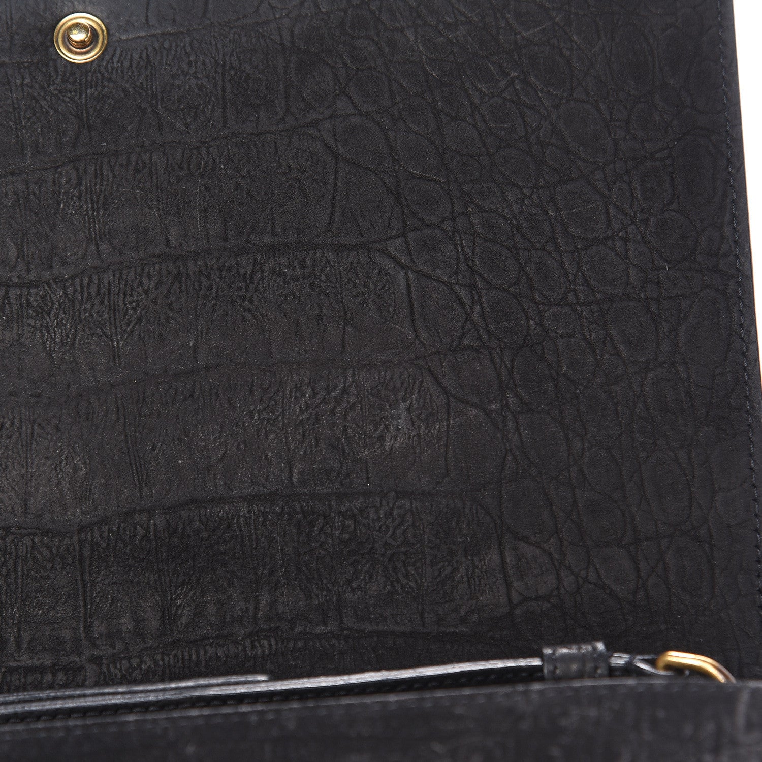 Saint Laurent Crocodile Embossed Nubuck Monogram Chain Wallet in Black 10 of 12