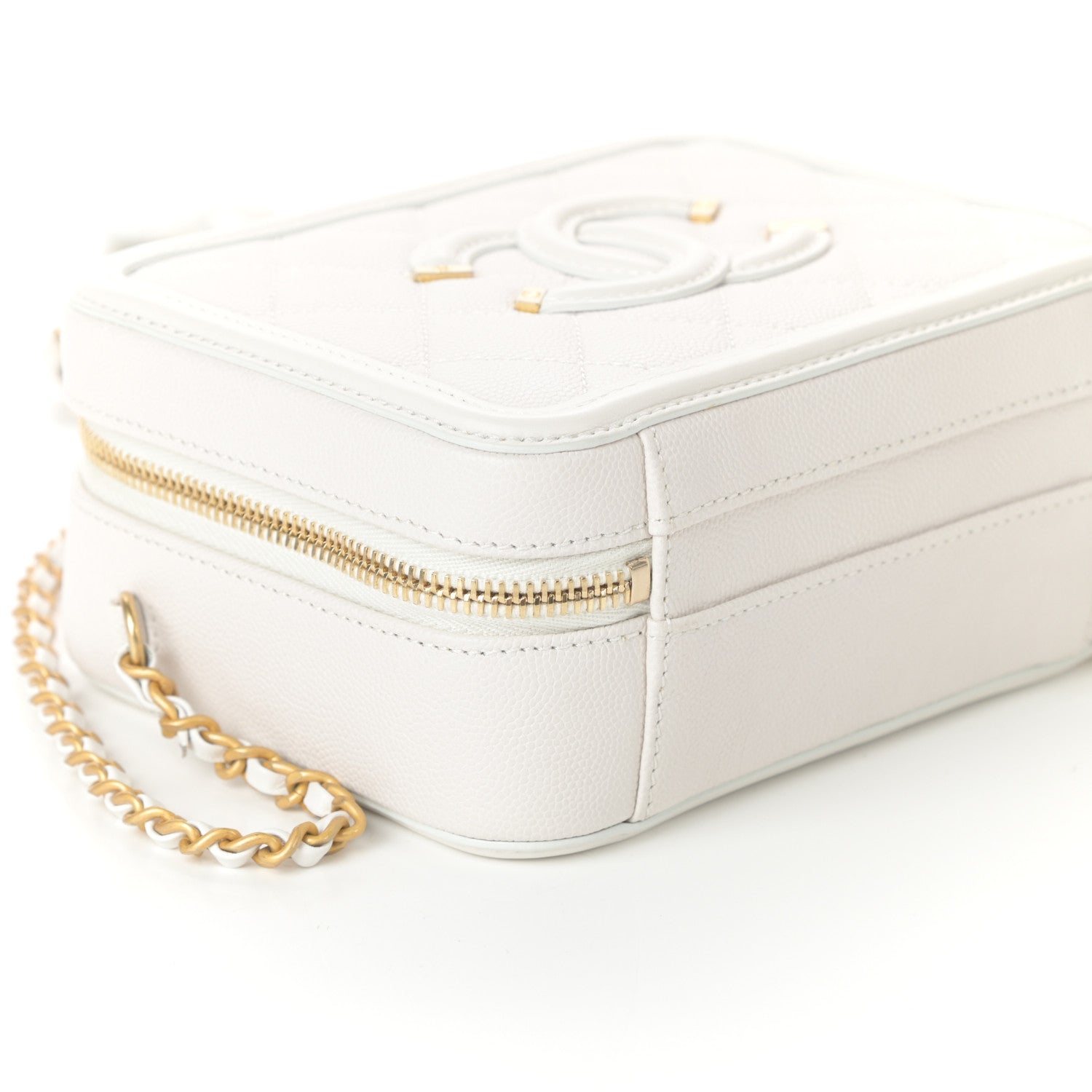 Chanel Caviar Quilted Small CC Filigree Vanity Case White 9 of 10