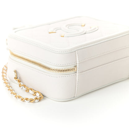 Chanel Caviar Quilted Small CC Filigree Vanity Case White 9 of 10