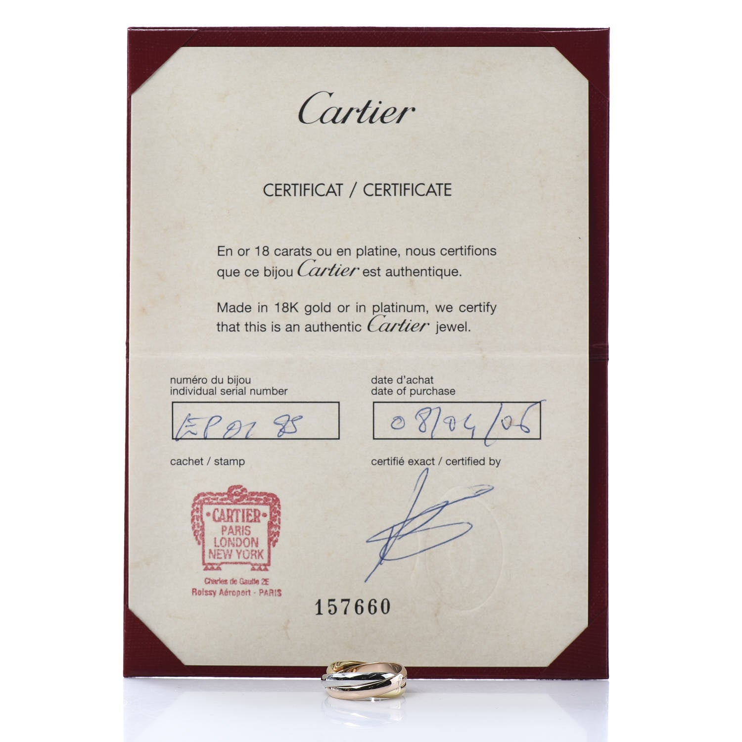 Cartier 18K Pink Yellow White Gold Classic Trinity Ring 52 6 8 of 8