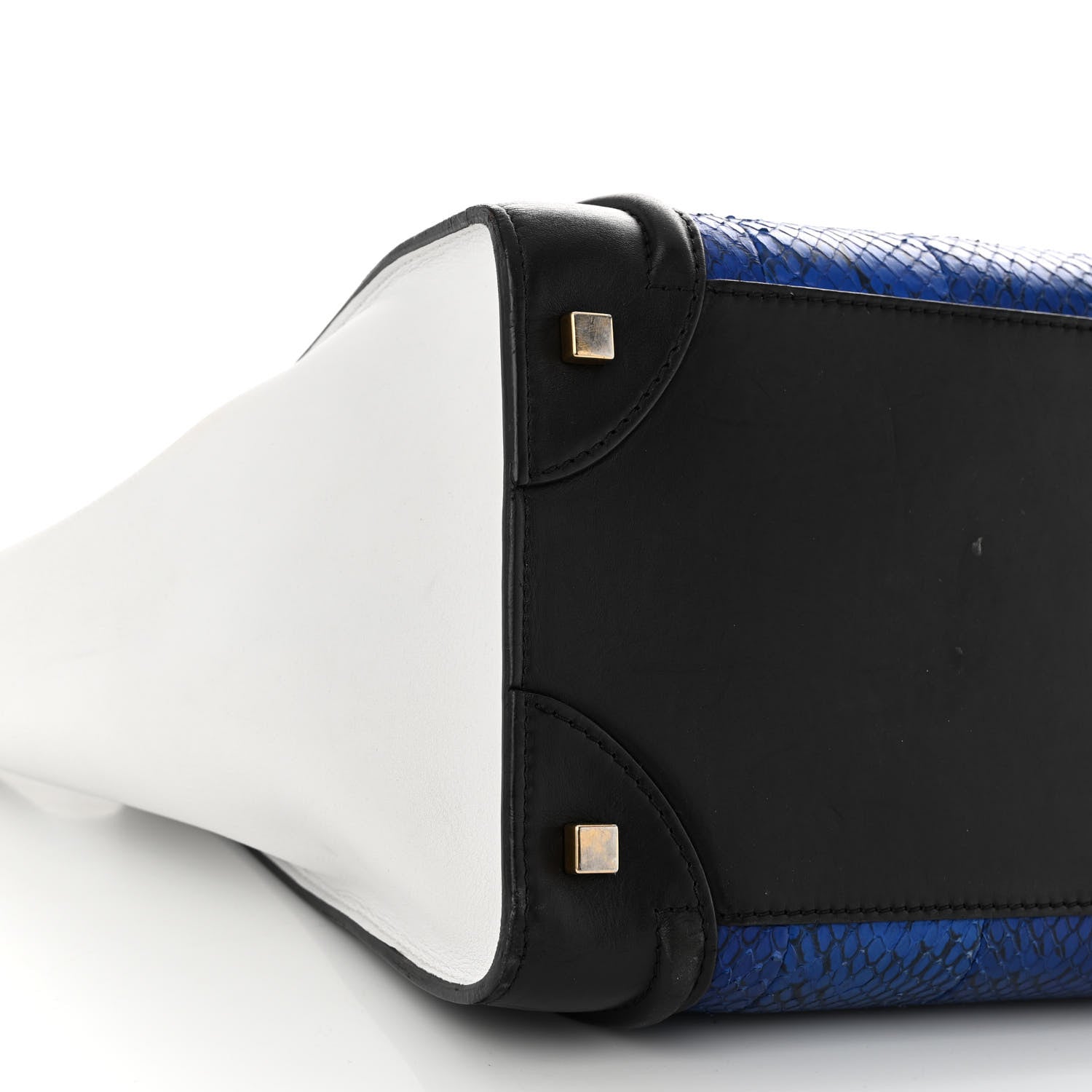 Celine Snakeskin Smooth Calfskin Mini Tri-Color Luggage Blue Black White 9 of 13