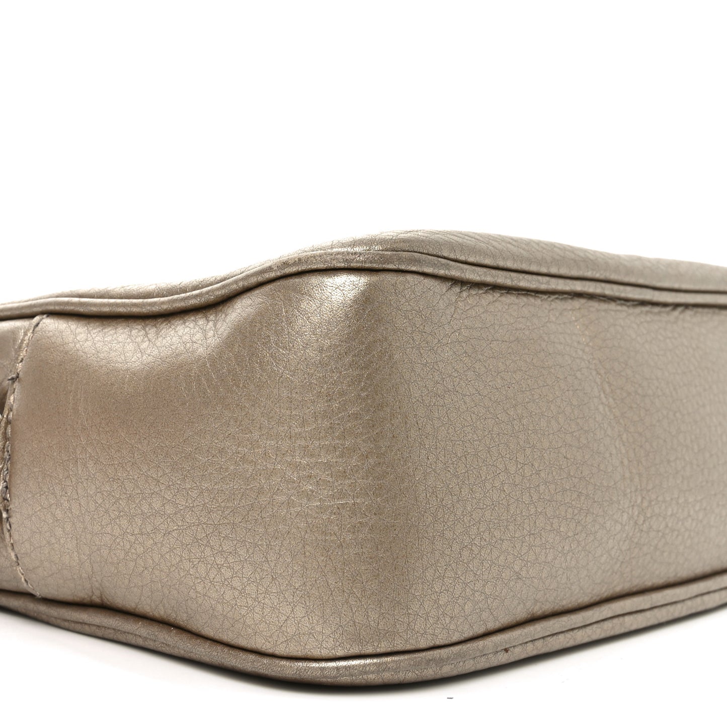 Metallic Pebbled Calfskin Small Soho Disco Bag Golden Beige