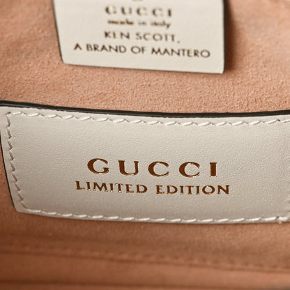 Gucci X KEN SCOTT Calfskin Matelasse Floral Print Small GG Marmont Chain Shoulder Bag Ivory Pink 6 of 9