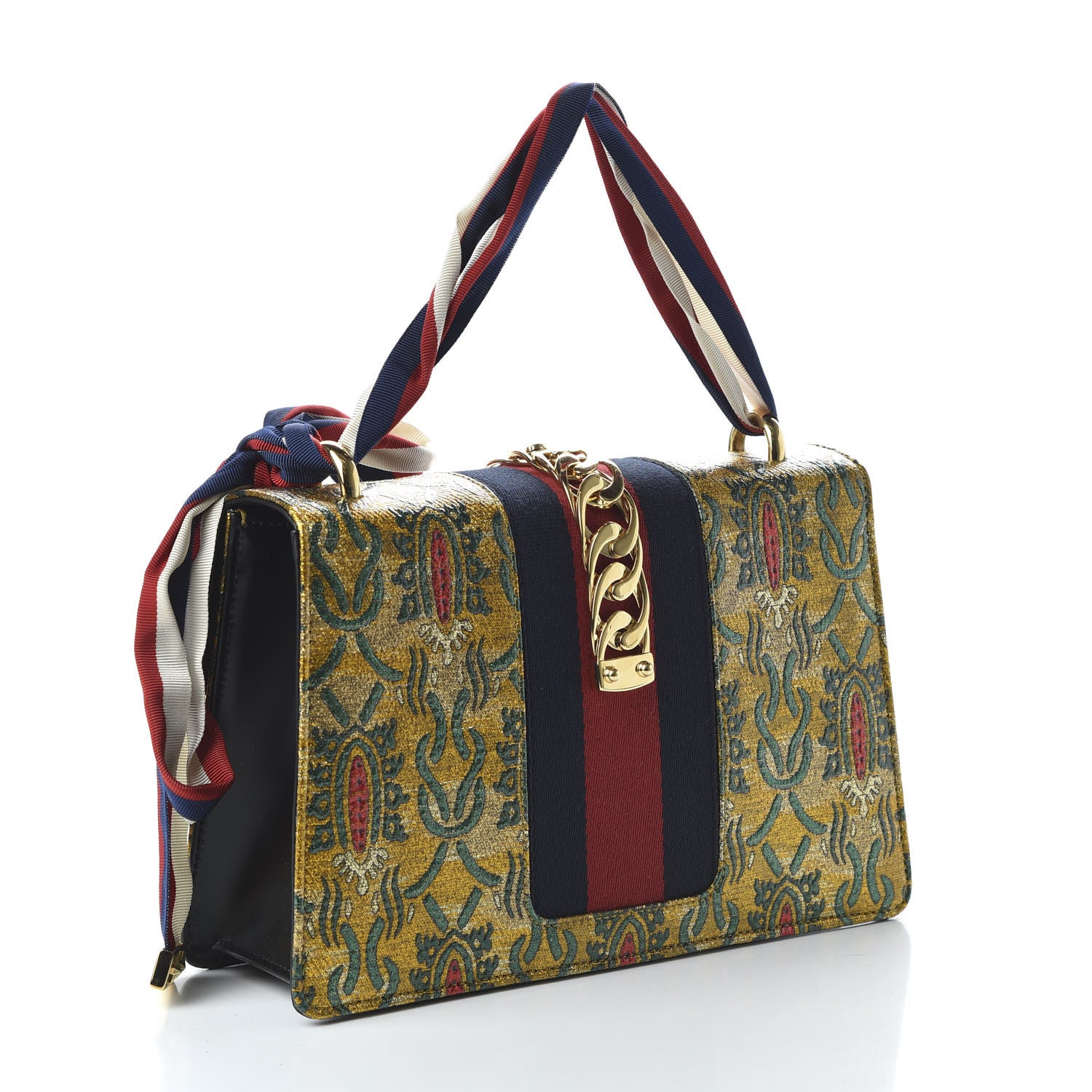 Gucci Iridescent Brocade Small Sylvie Shoulder Bag Gold 3 of 10