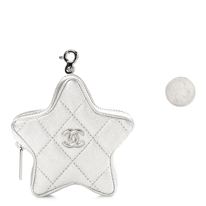 Chanel Metallic Lambskin Walk Of Fame Star Clip On Coin Purse Silver 2 of 9