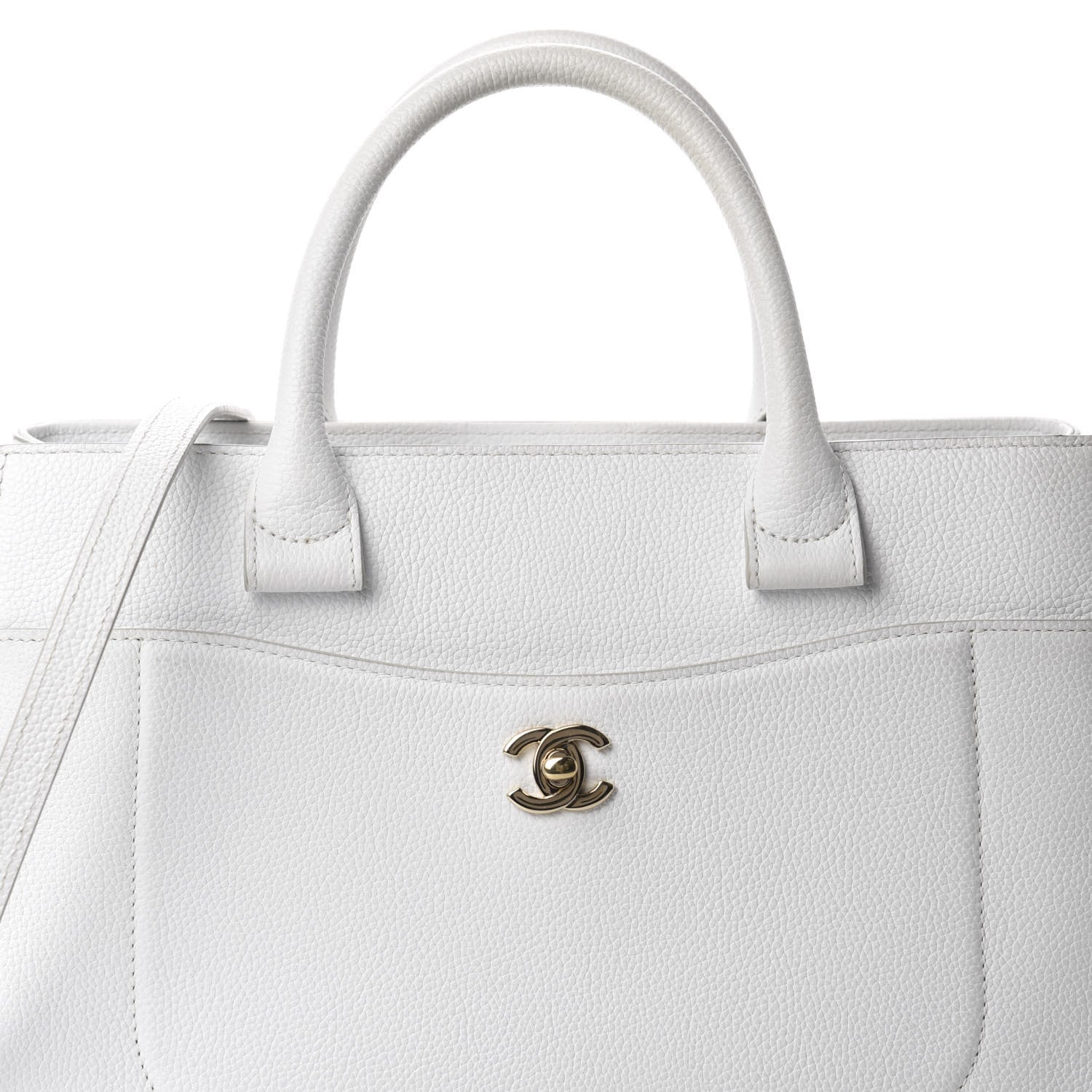 Chanel Grained Calfskin Small Neo Executive Shopper Tote White 10 of 10
