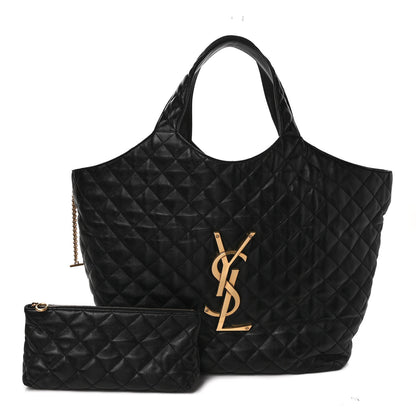 Saint Laurent Lambskin Quilted Maxi Icare Shopping Tote Black 1 of 9