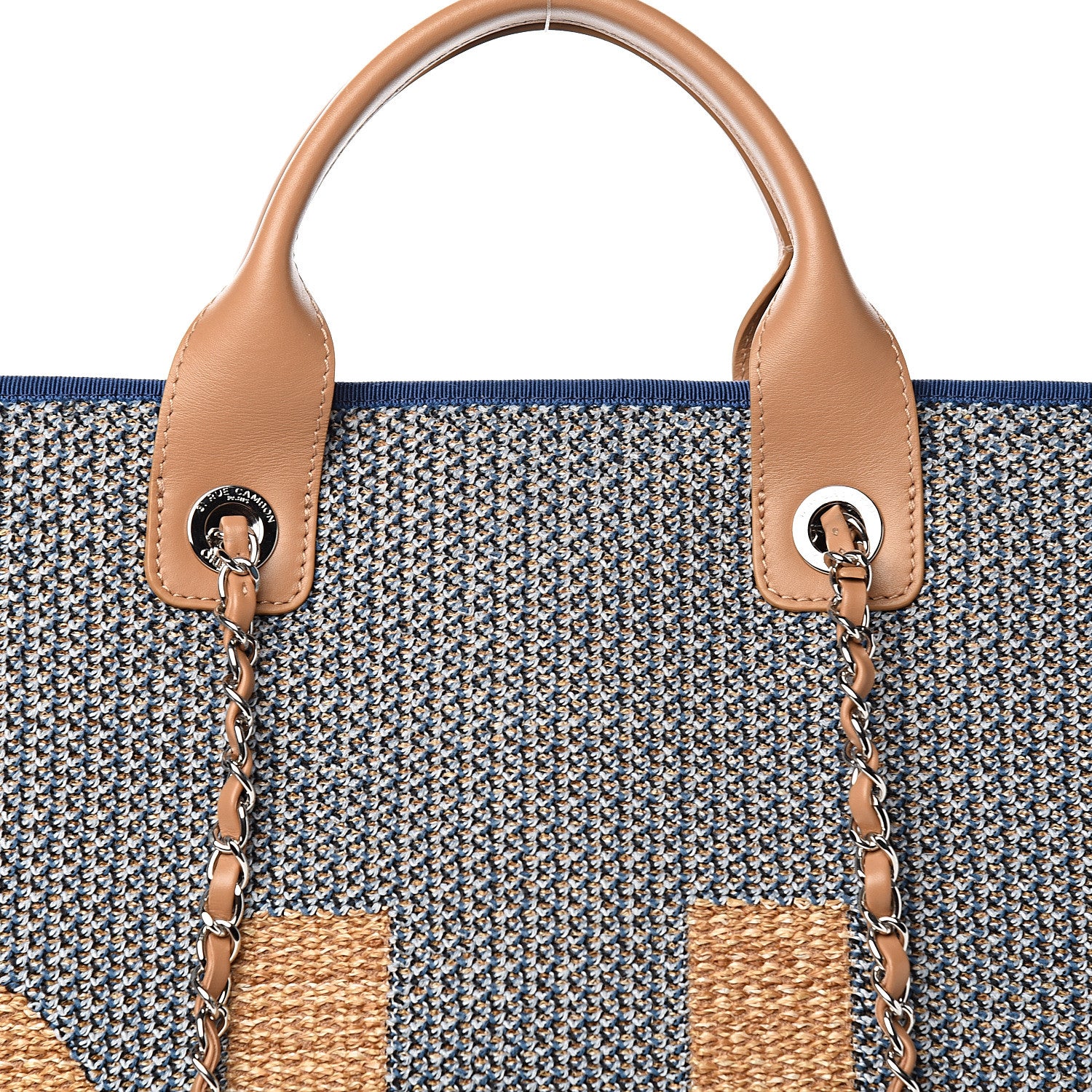Chanel Mixed Fibers Large Shopping Bag Blue Beige 9 of 9