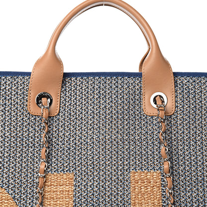 Chanel Mixed Fibers Large Shopping Bag Blue Beige 9 of 9