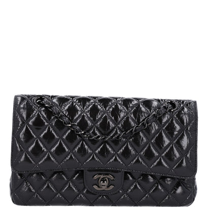 Chanel Shiny Crumpled Calfskin Quilted Medium Double Flap So Black 1 of 11