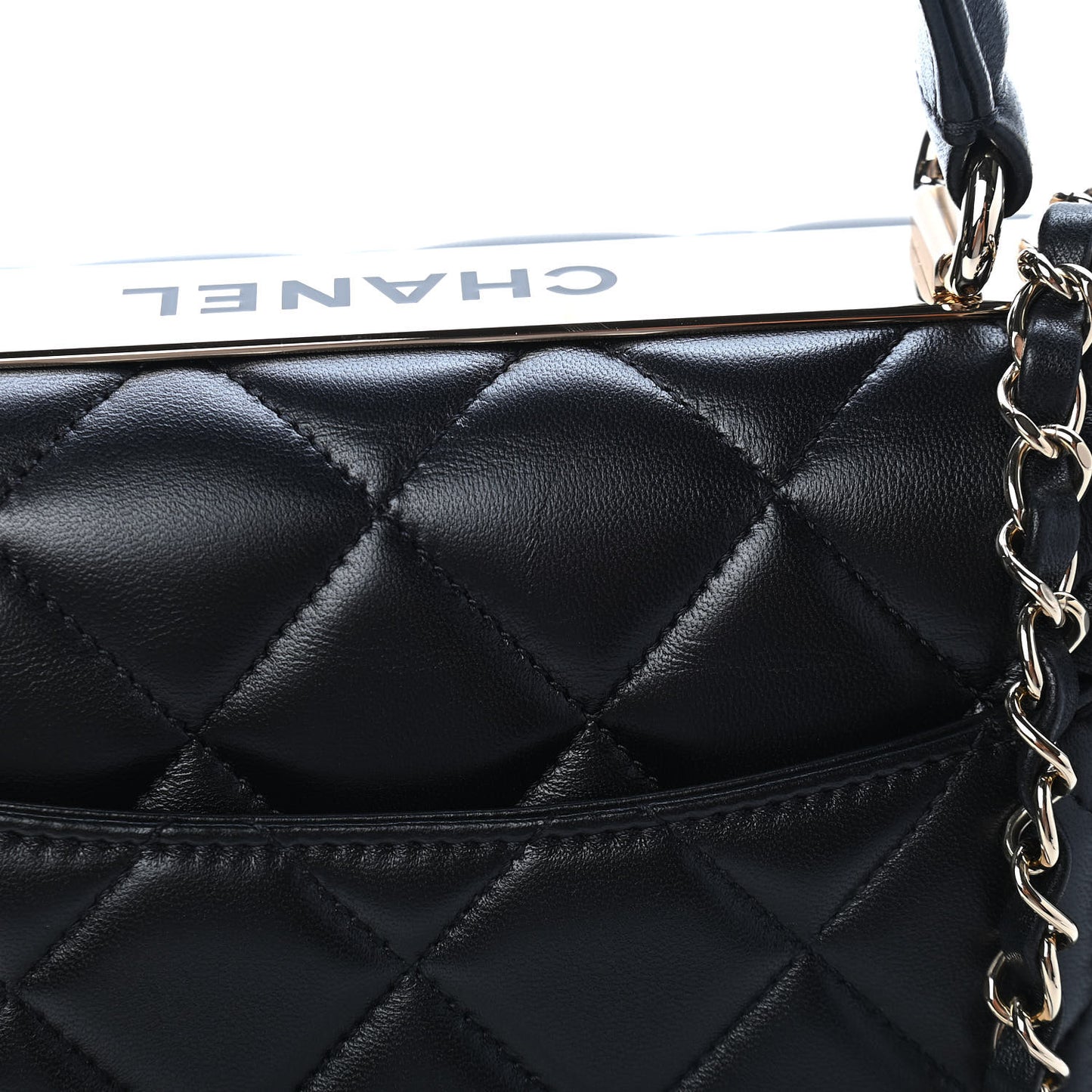 Lambskin Quilted Small Trendy CC Dual Handle Flap Bag Black