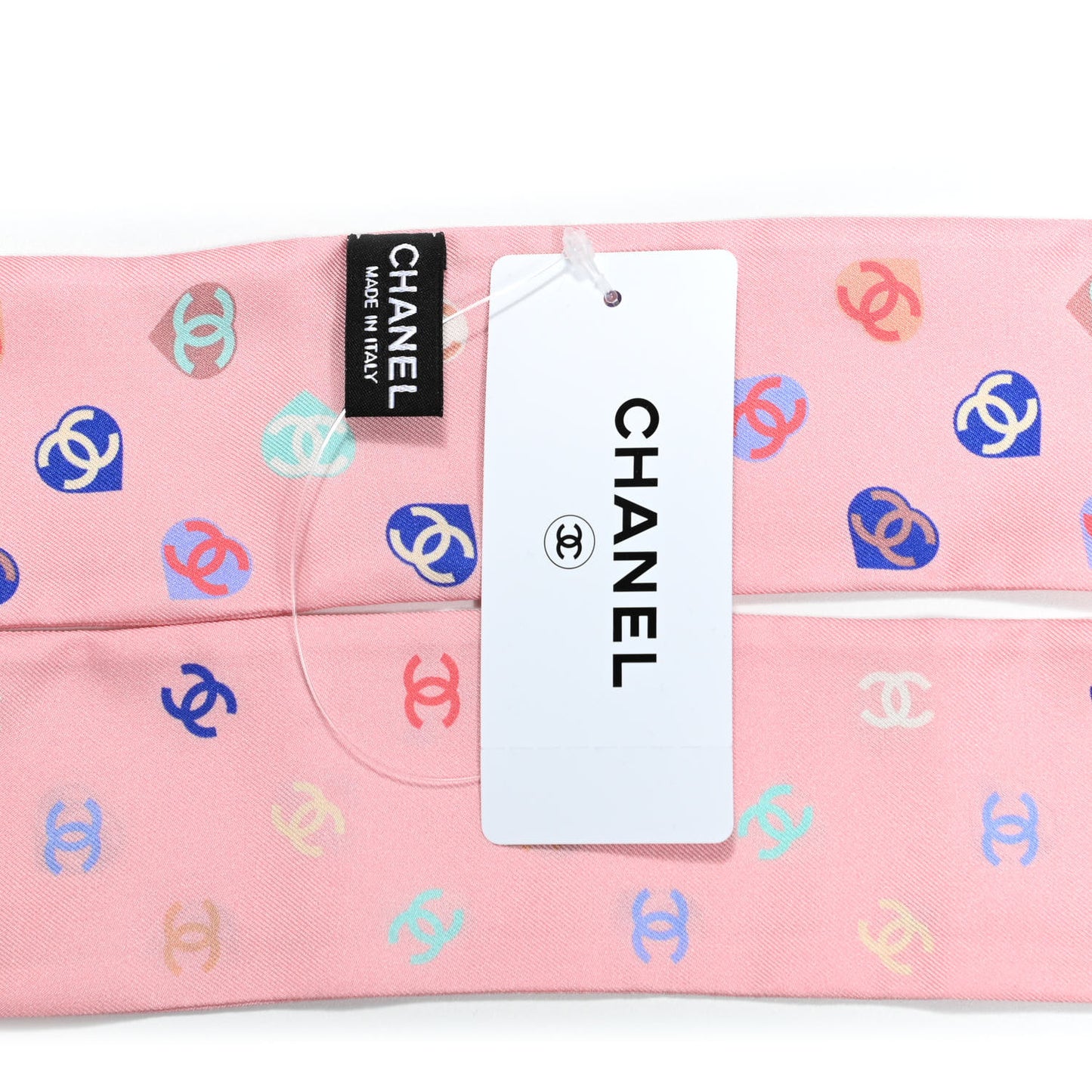Silk Heart CC Slim Bandeau Scarf Pink