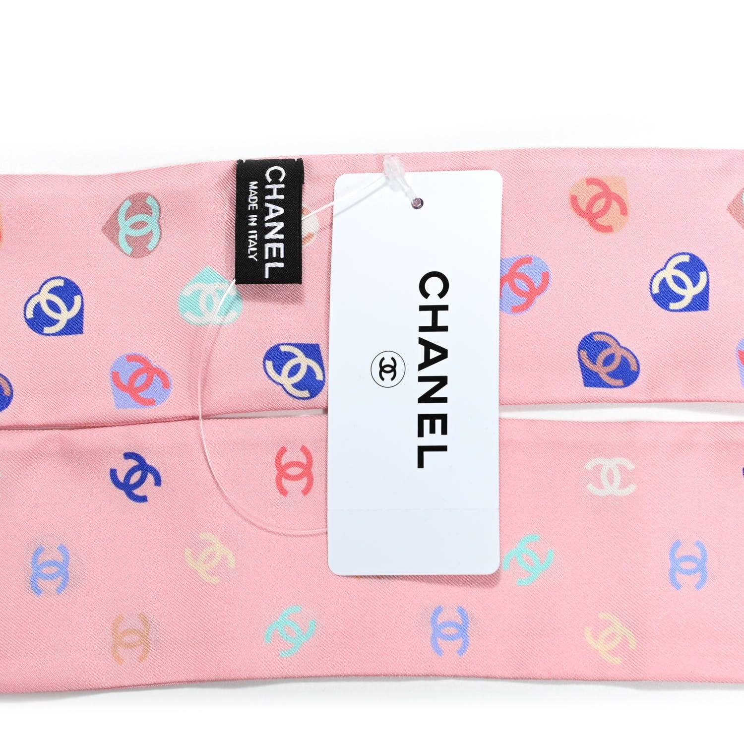 Chanel Silk Heart CC Slim Bandeau Scarf Pink 4 of 4