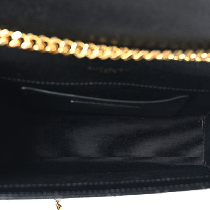 Saint Laurent Grain De Poudre Textured Mixed Matelasse Triquilt Small Monogram Satchel Black 5 of 8