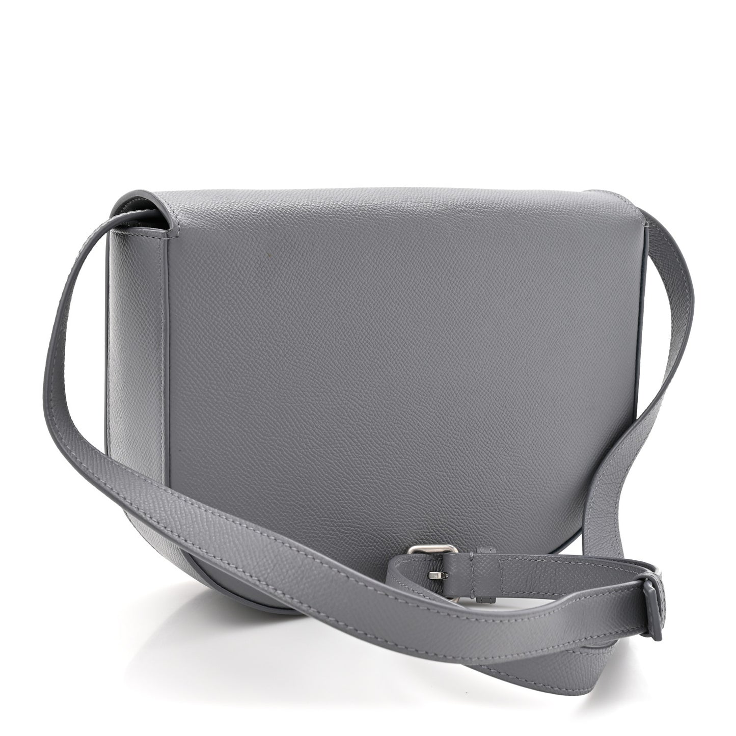 Signature Grained Calfskin Logo S Ville Day Bag Gris Perle Fonce White