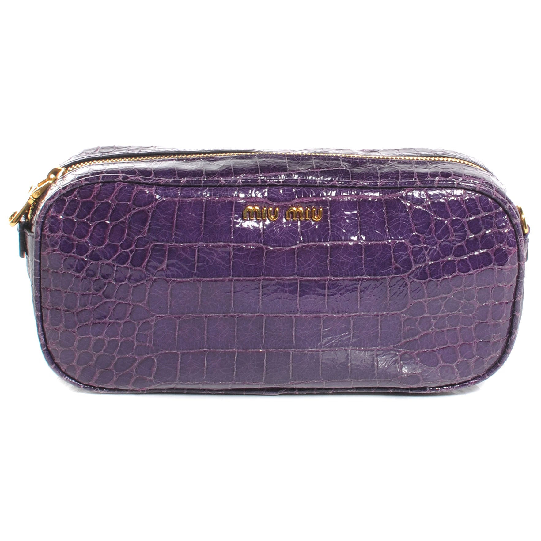 Miu Miu Crocodile Embossed Saint Cocco Lux Pochette Malva 1 of 9