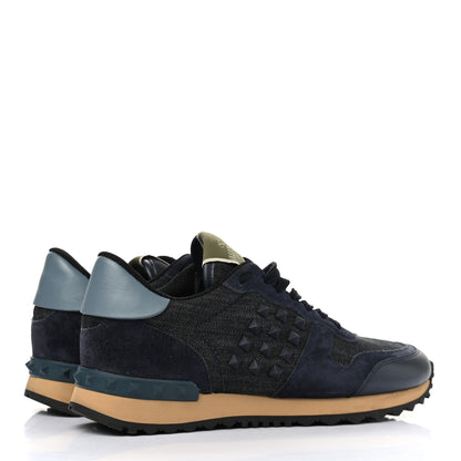 Valentino Garavani Denim Calfskin Suede Womens Rockstud Sneakers 37 Deep Denim 4 of 10