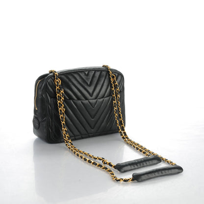 Chanel Lambskin Chevron Quilted Camera Case Black 3 of 8