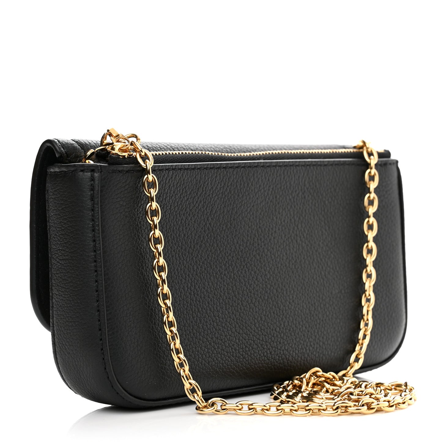 Calfskin Lockme Phone Chain Pouch Vanille Black