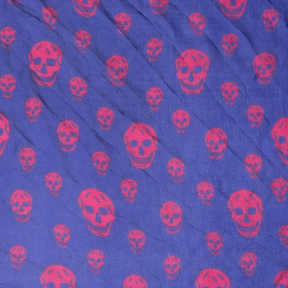 Alexander McQueen Silk Chiffon Skull Scarf Blue Hot Pink 1 of 5