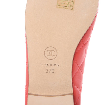 Chanel Lambskin Quilted CC Cap Toe Ballerina Flats 37 Light Red 6 of 9