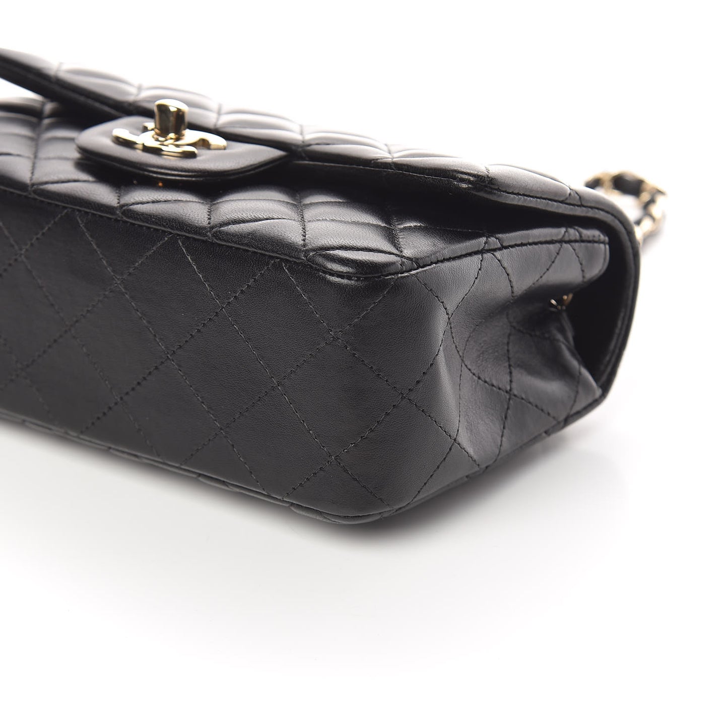 Lambskin Quilted Mini Rectangular Flap Black