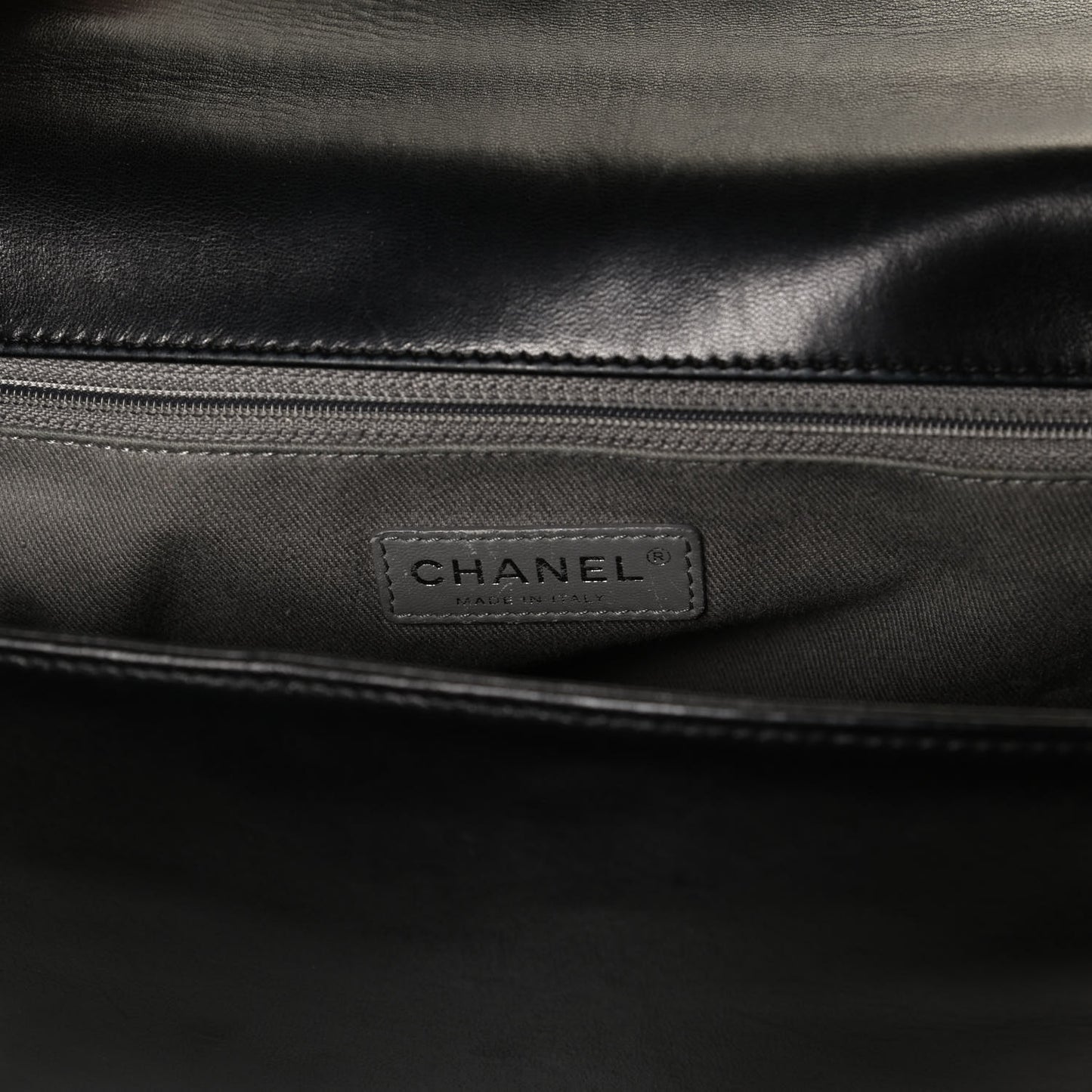 Lambskin Quilted Large Boy Flap Black
