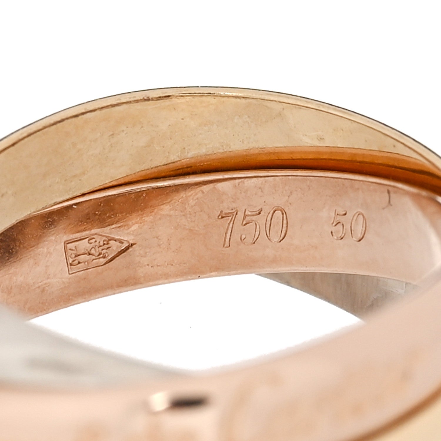 Cartier 18K Pink Yellow White Gold Classic Les Must De Cartier Trinity Ring 50 5.25 4 of 4