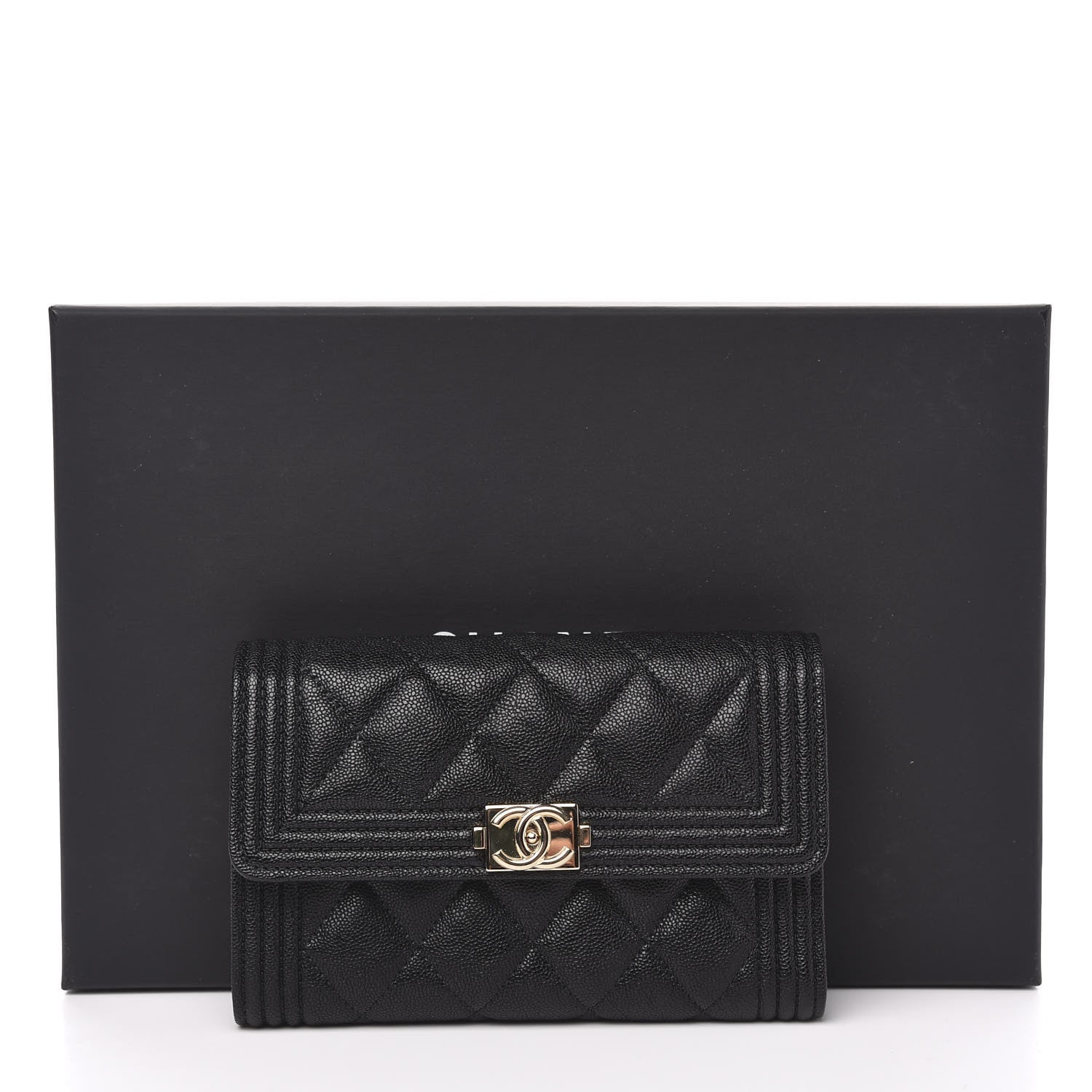 Chanel Caviar Quilted Medium Boy Flap Wallet Black 9 of 9