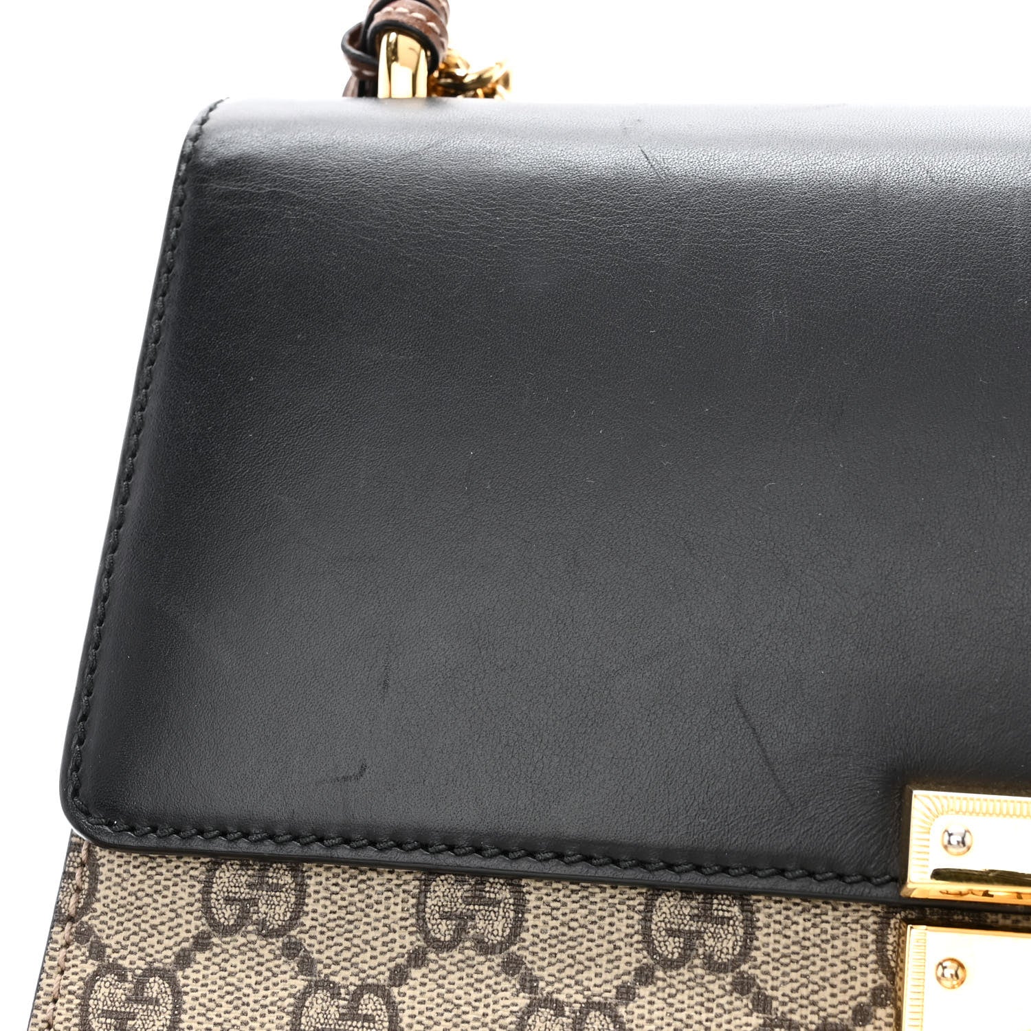 Gucci GG Supreme Monogram Calfskin Medium Padlock Shoulder Bag Beige Black Cuir 11 of 11