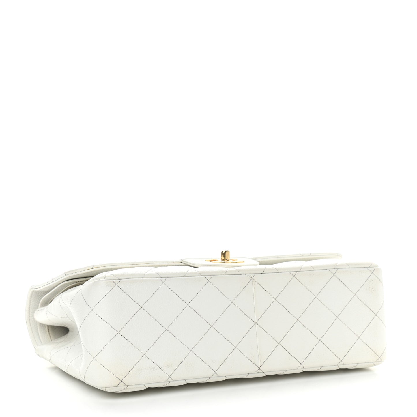 Caviar Quilted Jumbo Double Flap White