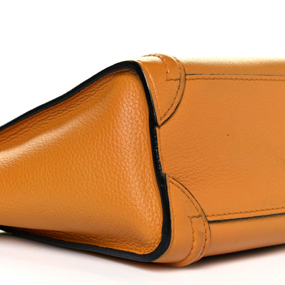 Celine Drummed Calfskin Nano Luggage Ocre 4 of 10
