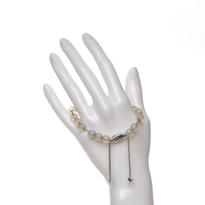 David Yurman Sterling Silver Chalcedony 8mm Spiritual Beads Adjustable Bracelet 2 of 4