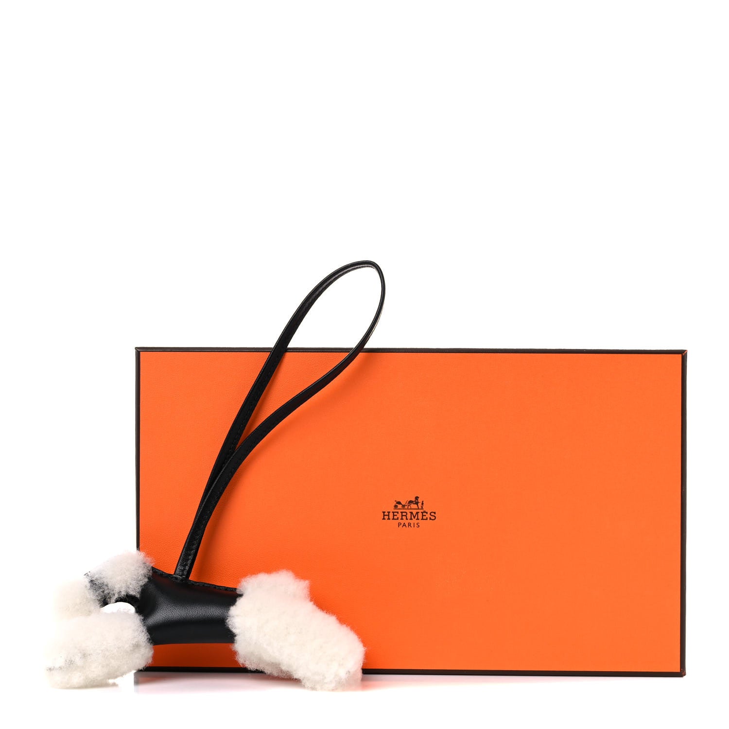 Hermes Milo Lambskin Shearling Budy Charm Black 4 of 4
