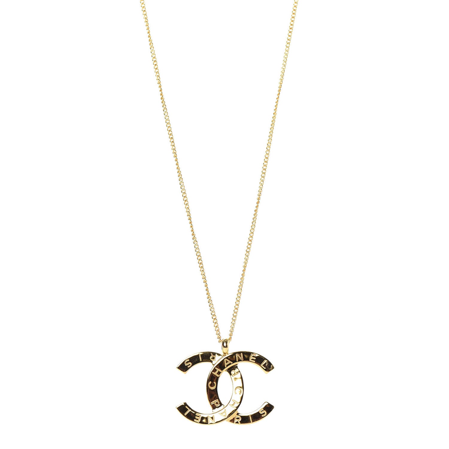 Chanel Metal CC Paris Button Necklace Gold 1 of 5