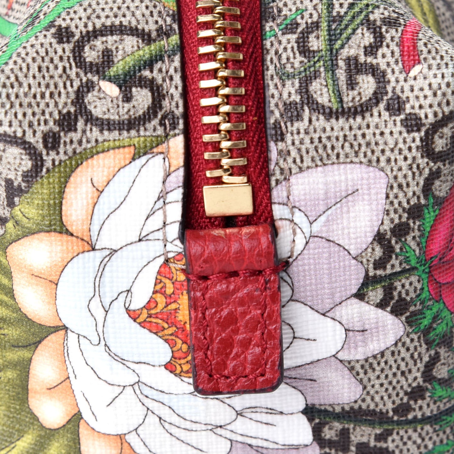 Soft GG Supreme Monogram Flora Calfskin Small Ophidia Cosmetic Case Beige Ebony Multicolor Rosso