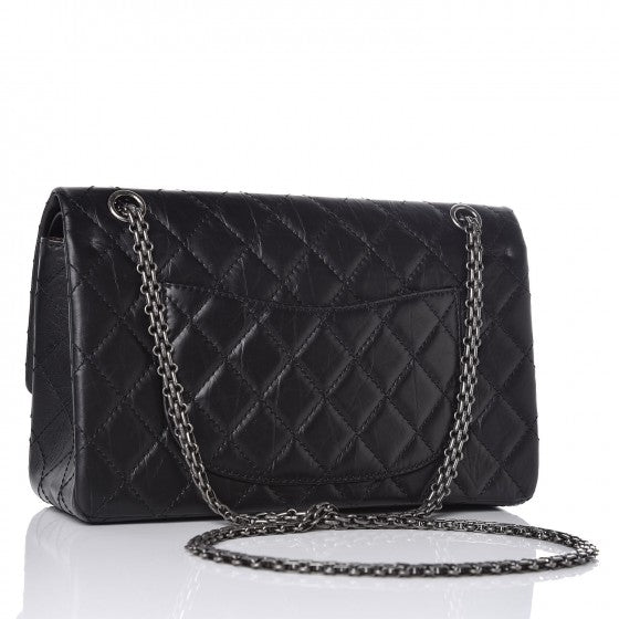 Aged Calfskin Quilted 2.55 Reissue 226 Flap Black