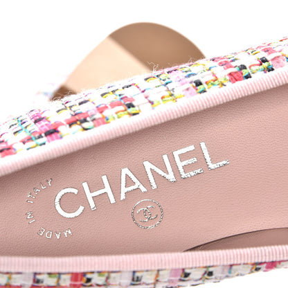 Chanel Tweed Calfskin Cap Toe Ballerina Flats 37.5 Pink 7 of 9
