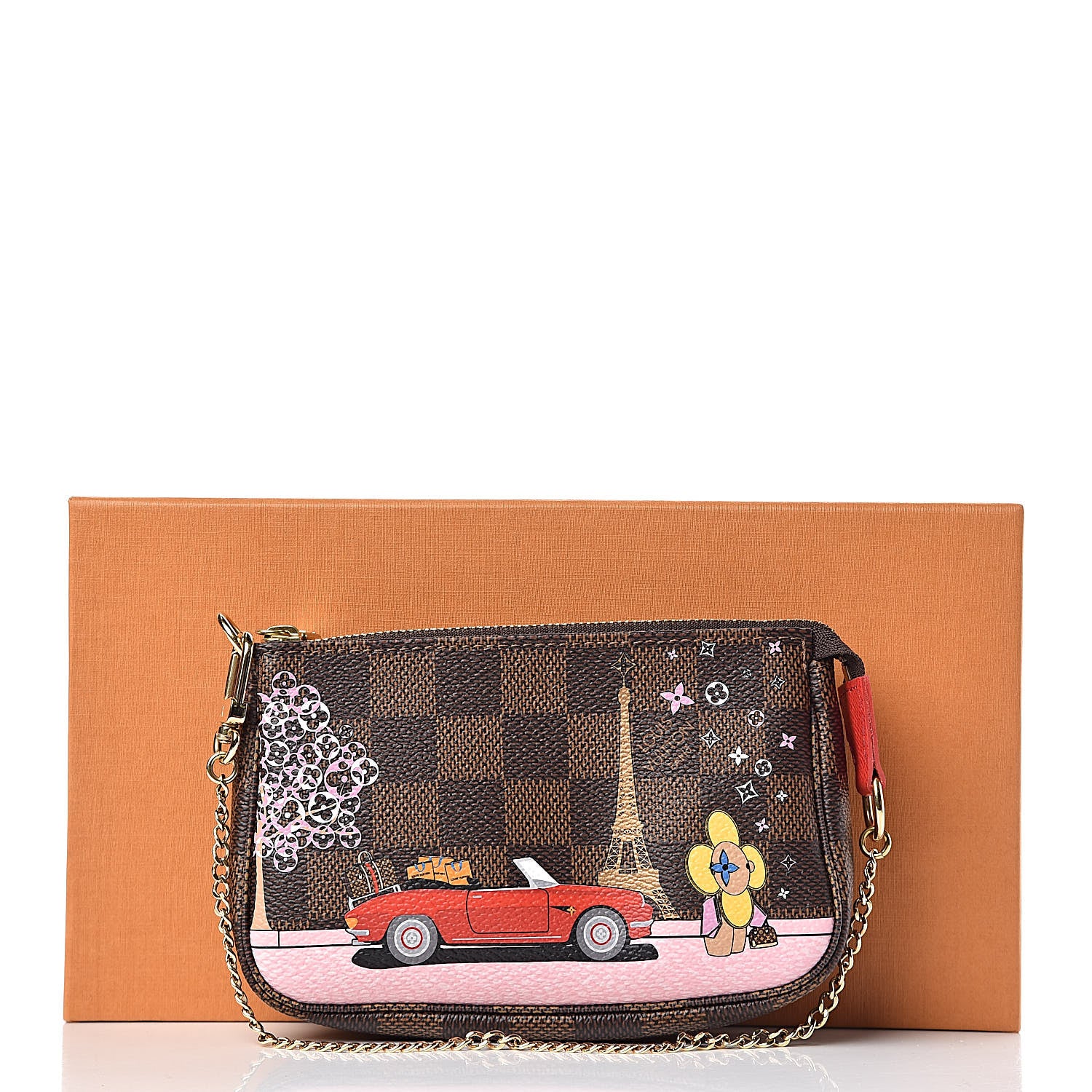 Louis Vuitton Damier Ebene 2019 Christmas Animation Mini Pochette Accessories Red 8 of 8