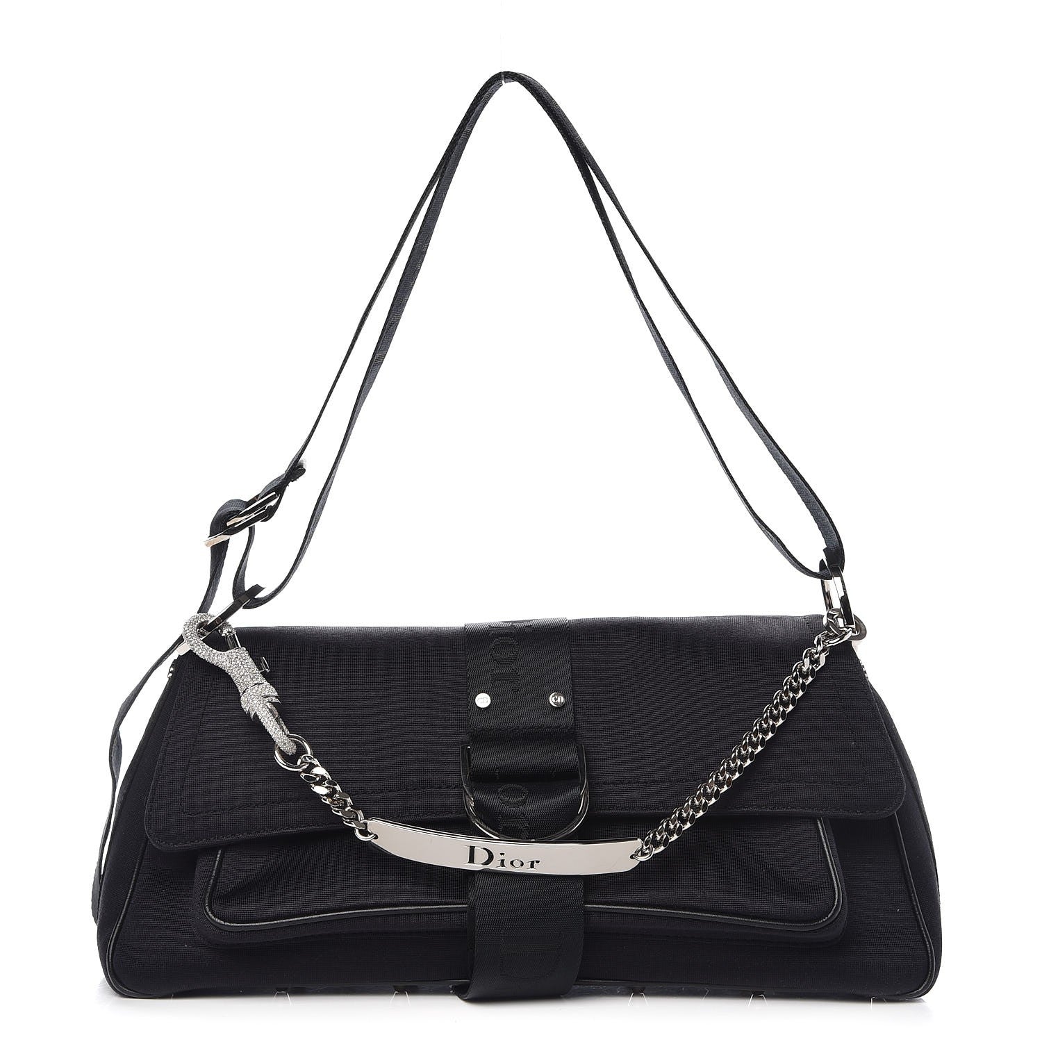 Christian Dior Silk Jersey Crystal Hardcore Clutch Black 1 of 7